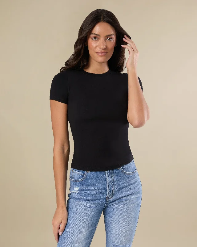 Women's Blouse with Keyhole CollarCrew Neck Long Tee