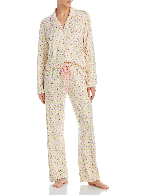 women's pajamas with a subtle shimmerLemon Love Womens Fruit Print 2PC Short Set