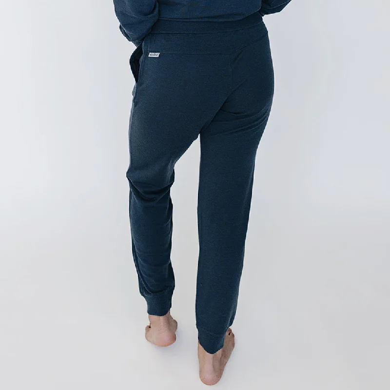 women's pajamas with snap buttonsWomen's Merino Wool Jogger Pants, Blue Graphite