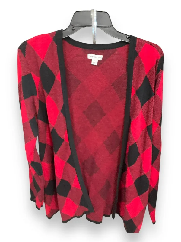 Women's Merino Wool SweatersSweater Cardigan By Croft And Barrow In Black & Red, Size: Xl