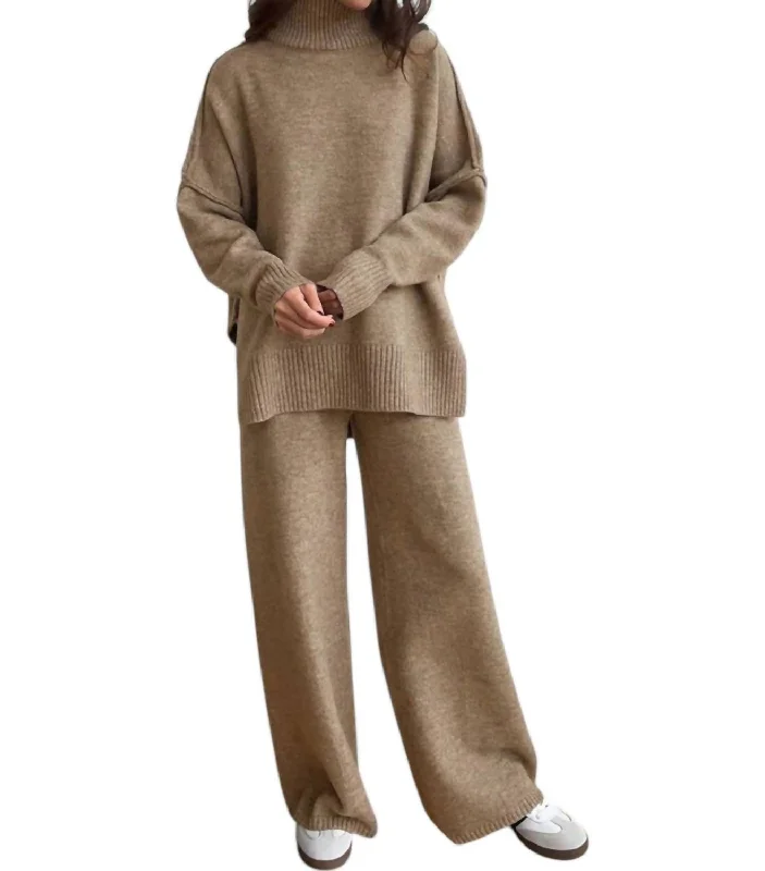 women's pajamas with a touch of elegance and sophisticationLounge Sweater Set In Khaki