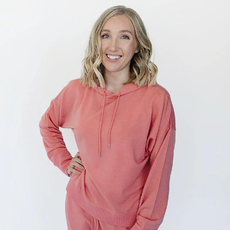 women's striped pajama setsWomen's Merino Wool Hoodie, Dusty Rose