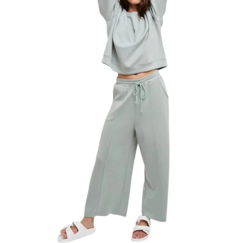 women's pajamas with built-in shortsLong Sleeve & Wide Leg Soft Set In Sage