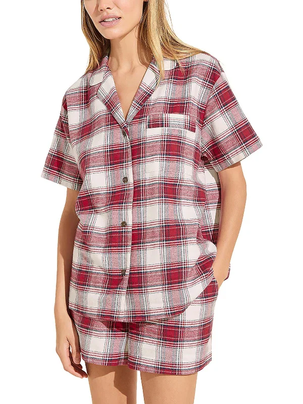 women's pajamas with a touch of luxuryWomens Flannel Plaid Short Set