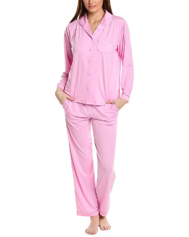 women's pajamas for those who love to dreamFlora by Flora Nikrooz 2pc Solid Knit Notch Collar Pajama Set