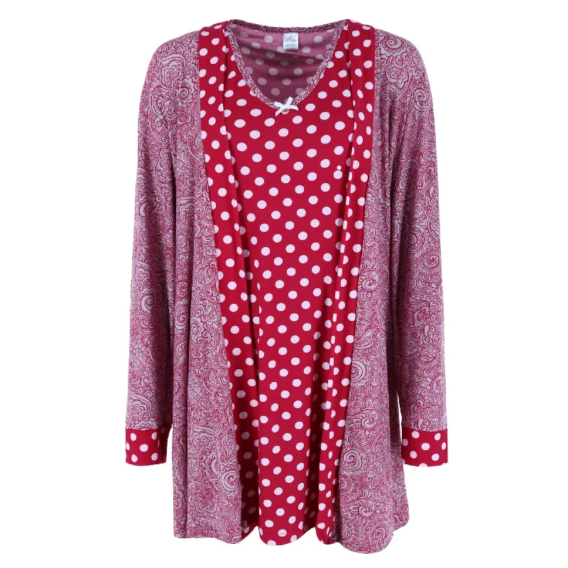 women's pajamas with a sophisticated, modern twistWomen's Plus Size Polka Dot Gown and Robe Set