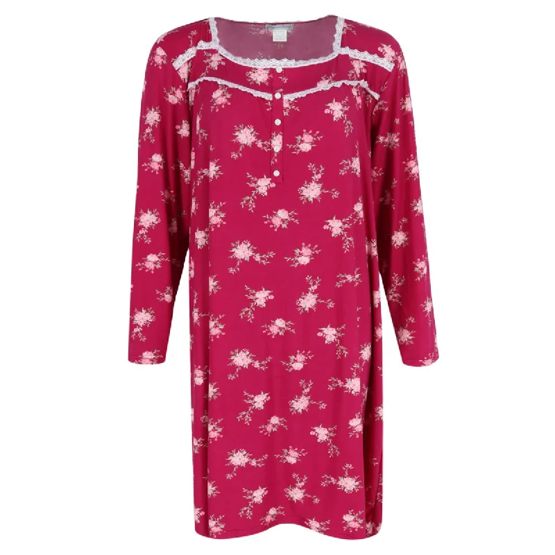 women's pajamas made in USAWomen's Plus Size Floral Lace Long Sleeve Sleep Gown