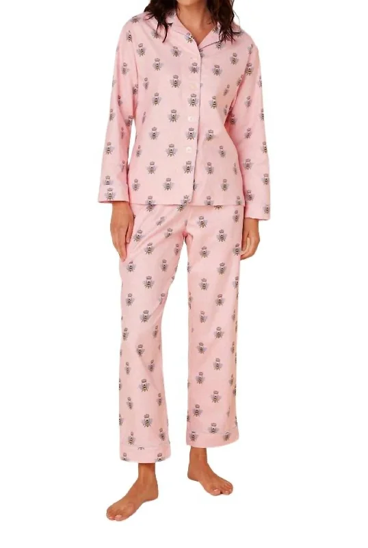 affordable women's pajama setsQueen Bee Flannel Pajama Set In Pink