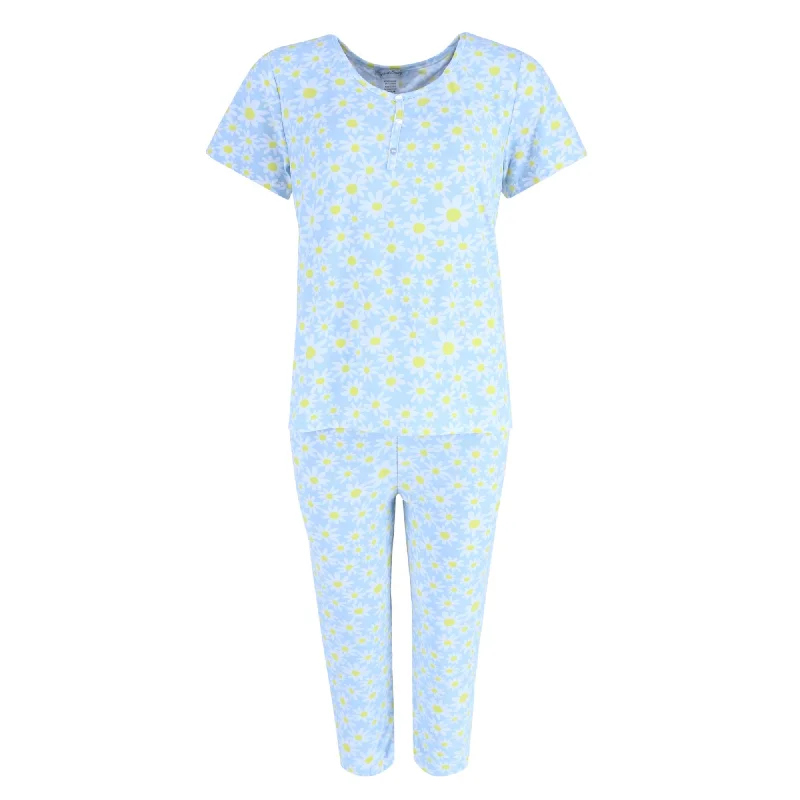 women's pajamas for winter warmthWomen's Tiny Daisy Capri Pajama Set