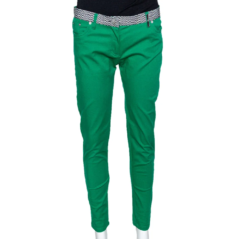 Women's Cargo PantsKenzo Green Cotton Contrast Waist Band Trousers