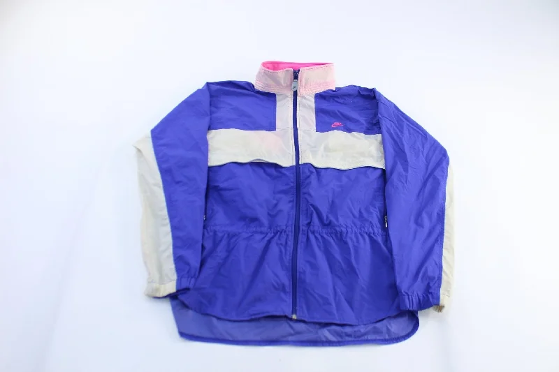 Women's Coats with Fur Trimmed BeltWomen's 90's Nike Embroidered Logo Blue, Pink, & White Zip Up Jacket