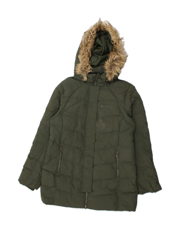 Women's Coats with Fur Trimmed SleevesMOUNTAIN WAREHOUSE Womens Hooded Padded Jacket UK 12 Medium Green