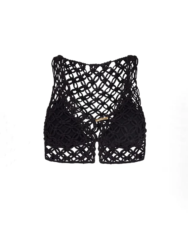 Women's Blouse with Peter Pan CollarGio Macrame Blouse - Black