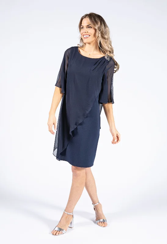 Women's Elegant ShortsTiered Angel Sleeve Dress