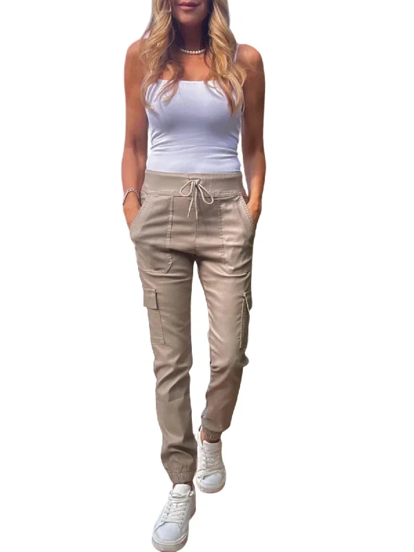 Women's Jodhpurs with Rounded HemGaya Cargo Pants In Taupe Domino