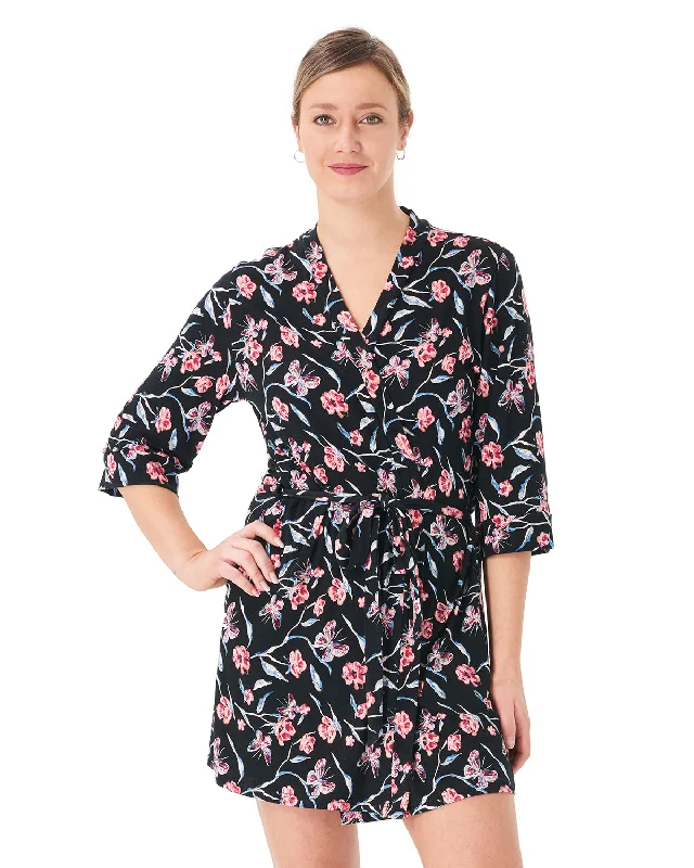 women's pajamas with hidden pocketsPeignoir imprimé papillons