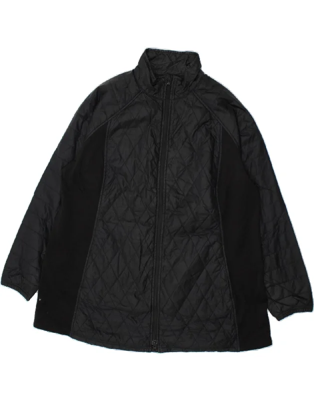 Women's Coats with Fur Trimmed SleevesEDDIE BAUER Womens Quilted Jacket UK 20 2XL Black Nylon