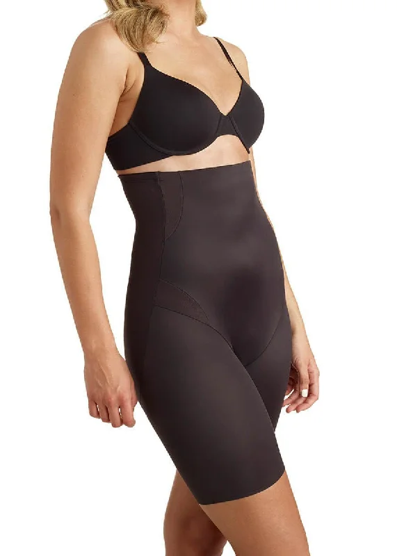 body shaper with silicone strips for no-slip wearMiss Perfect hohe Miederhose COOLING schwarz mit Bein und Eingriff brustkorbhoch atmungsaktiv