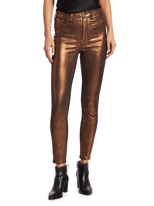 Women's CulottesMetallic Coated Jeans In Bronze