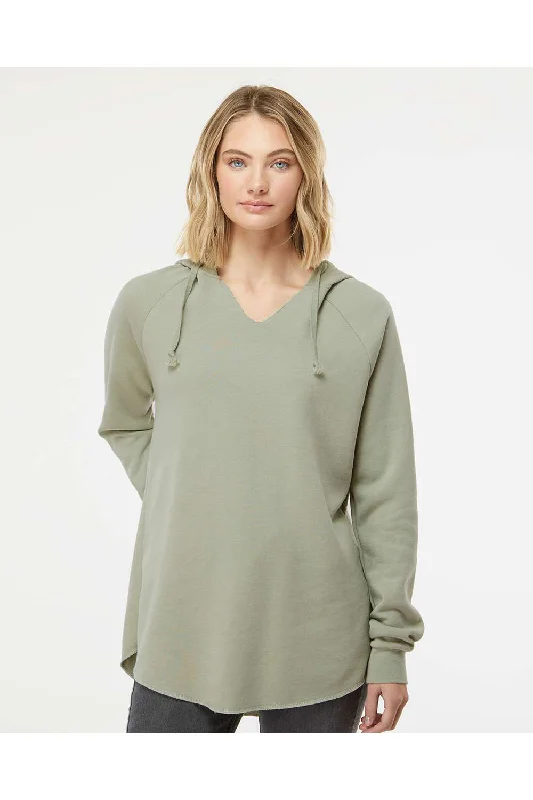 Women's Hooded Sweatshirts with Straight WaistIndependent Trading Co. Womens California Wave Wash Hooded Sweatshirt Hoodie - Sage Green