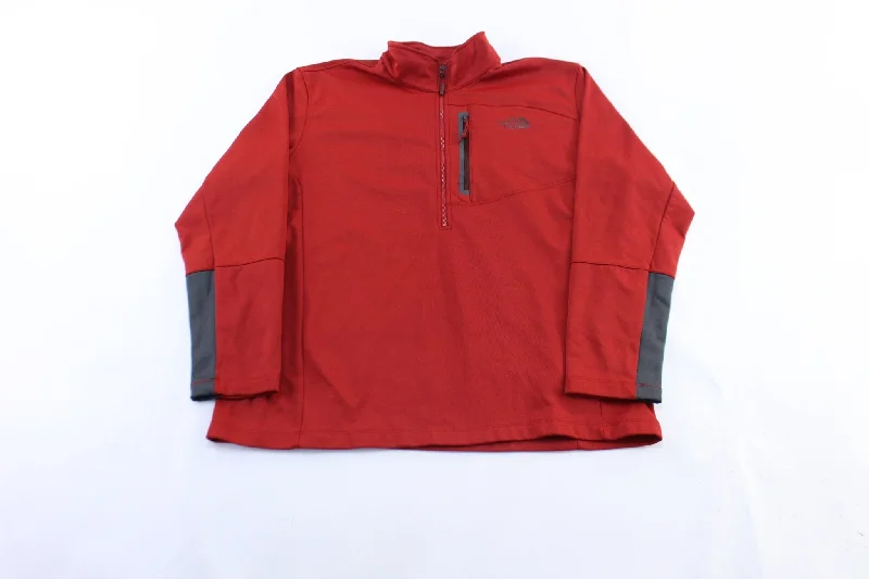 Women's Coats with BeltThe North Face Logo Burnt Red & Grey Zip Up Jacket