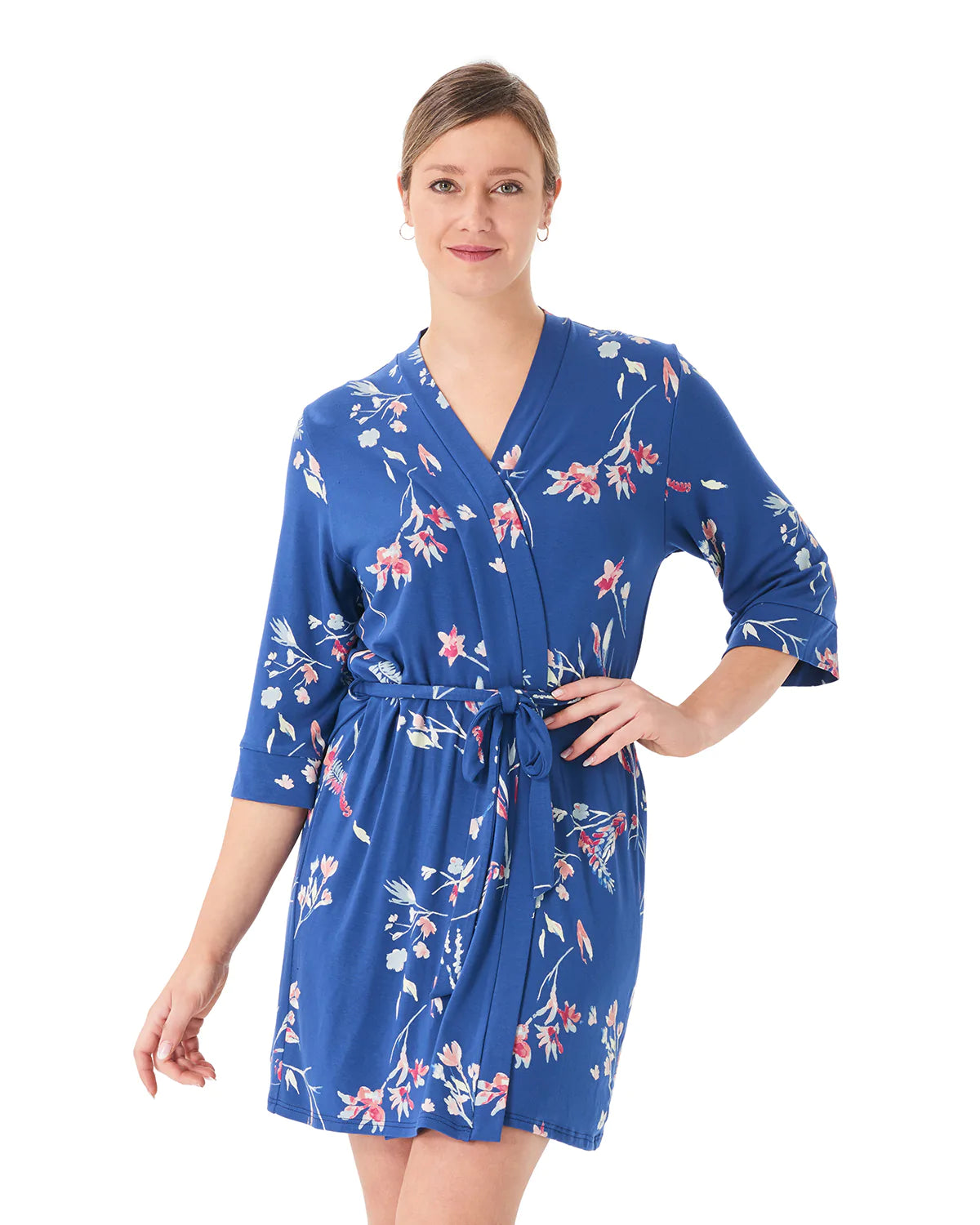 women's pajamas with an elasticized cuffsPeignoir Kyoko imprimé fleurs