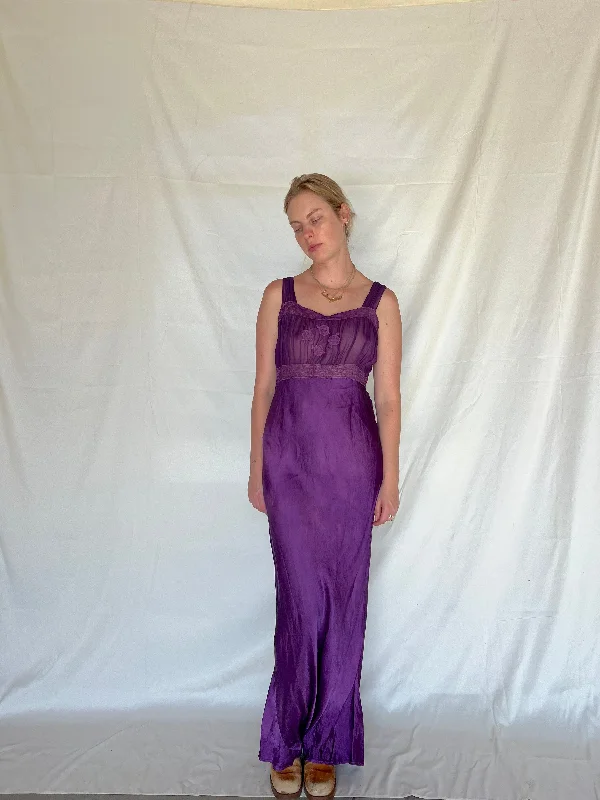 women's pajamas with a sophisticated eleganceHand Dyed Deep Purple Silk Slip Dress