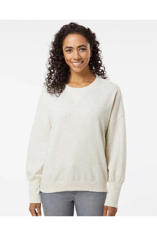 Women's Hooded Sweatshirts with High WaistMV Sport Womens Sueded Fleece Crewneck Sweatshirt - Oatmeal