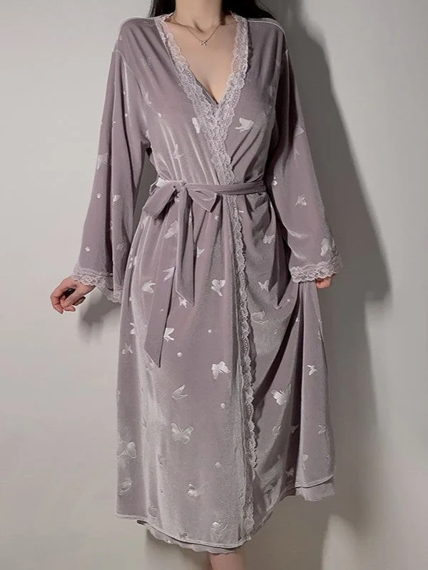 ladies' silk pajama topsVelvet Butterfly Robe