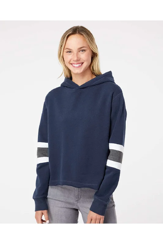 Women's Hooded Sweatshirts with Cotton LiningMV Sport Womens Sueded Fleece Thermal Lined Hooded Sweatshirt Hoodie - Navy Blue/Ash Grey/Charcoal Grey - Closeout