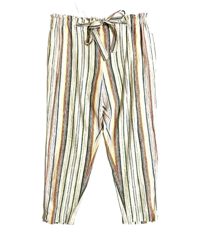 Women's Jodhpurs with Sweetheart CollarGiavanna Linen Striped Pants In Multicolor