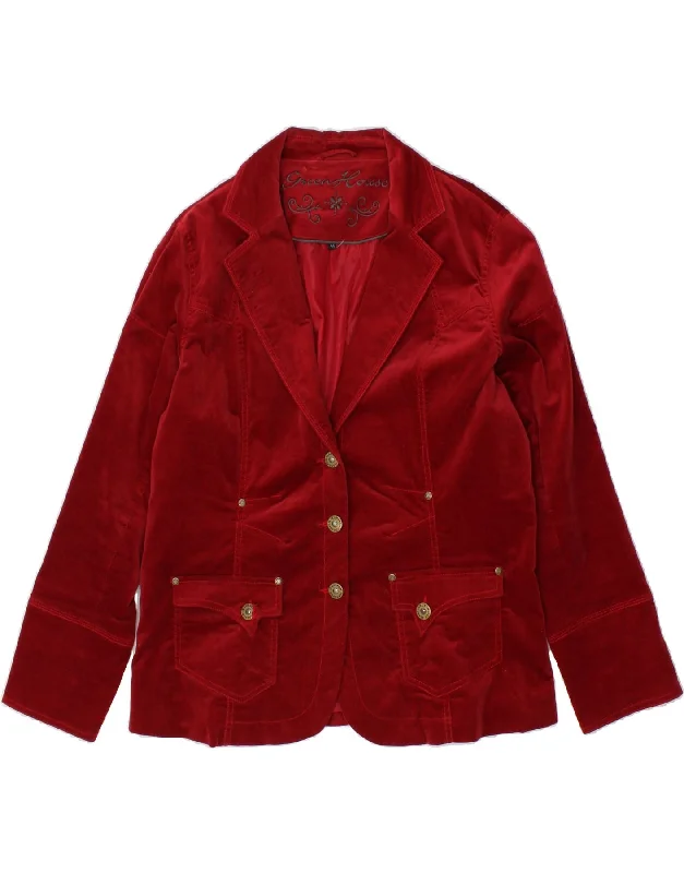 Women's Coats with ZipperVINTAGE Womens 3 Button Blazer Jacket IT 44 Medium Red Cotton