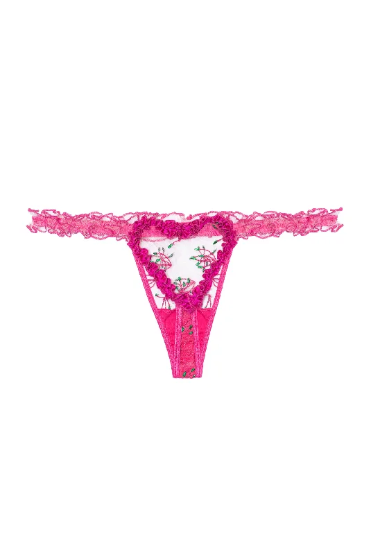 lightweight mesh panties with a floral lace overlay for a feminine lookBONBON Heart Thongs