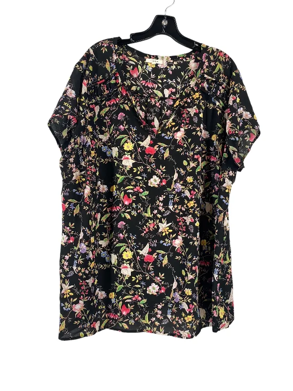 Women's V-Neck BlouseFloral Print Blouse Sleeveless Pleione, Size 2x