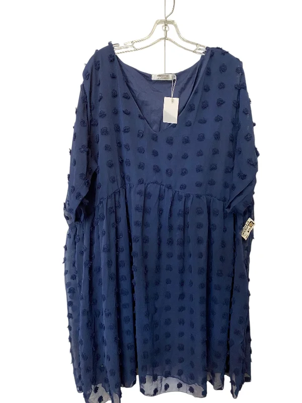 Women's Low Collar DressesDress Casual Midi By Clothes Mentor In Blue, Size: 5x