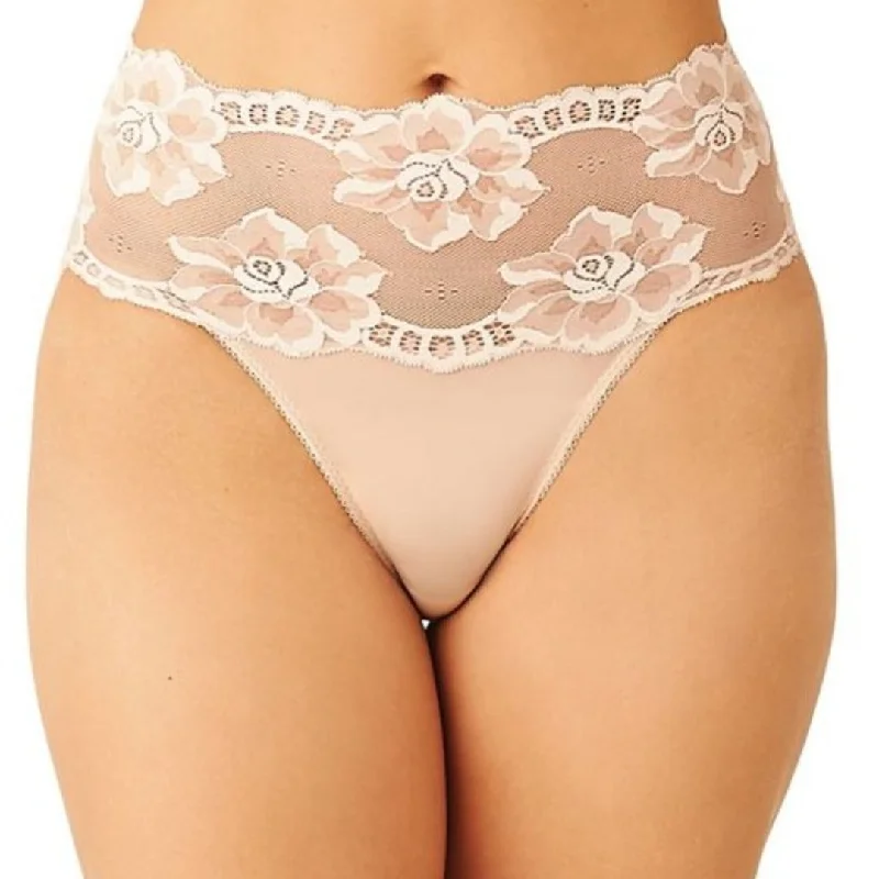 stretch lace panties with a sheer overlay and high-cut legs for a seductive flairWacoal Light and Lacy Hi-Cut Brief