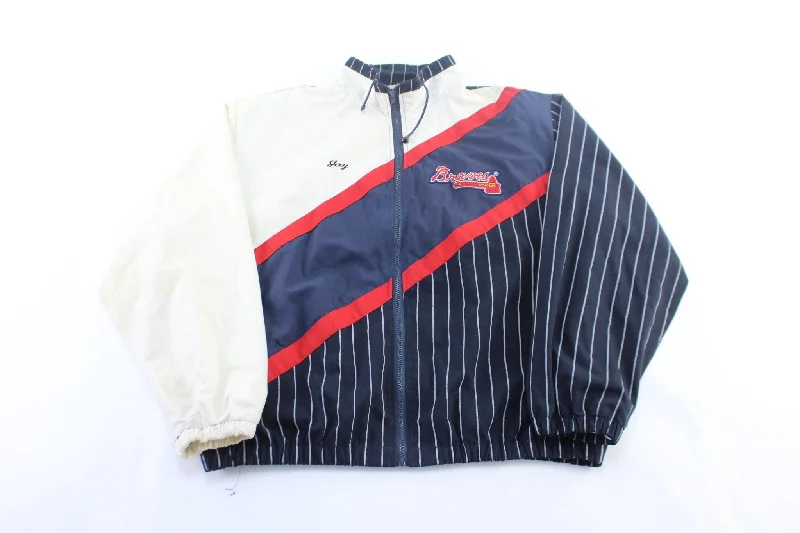 Women's Duffle Coats90's Atlanta Braves Embroidered Zip Up Jacket