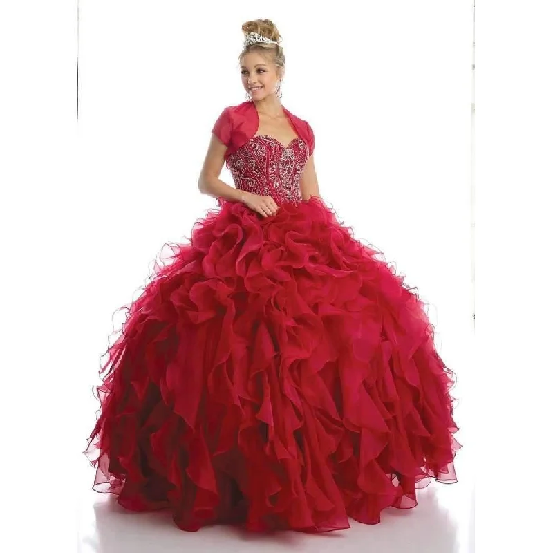 Women's Fringe SkirtsLong Strapless Quinceanera Ruffled Skirt Ball Gown