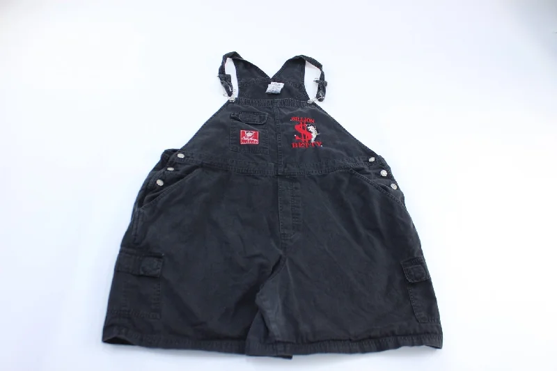 Women's Coats with Fur Trimmed Belt2002 Betty Boop Embroidered Black Overalls