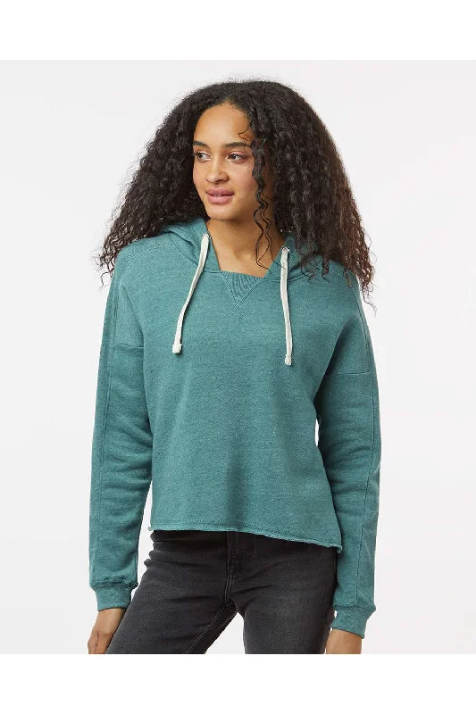 Women's Hooded Sweatshirts with Welt PocketsMV Sport Womens Angel Fleece Crop Hooded Sweatshirt Hoodie - Mallard Green