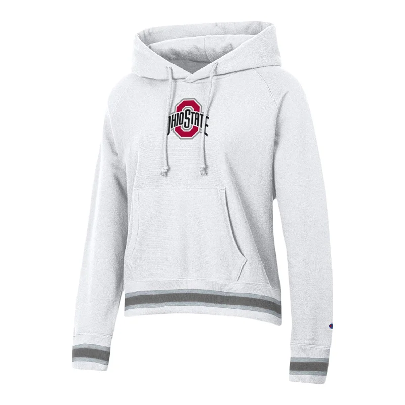 Women's Hooded Sweatshirts with Nylon LiningLadies Ohio State Buckeyes White Higher Ed Hooded Sweatshirt