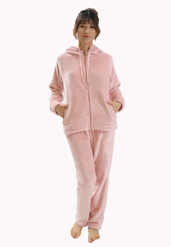 padded plunge sports braCosma Hooded Fleece Loungewear Set