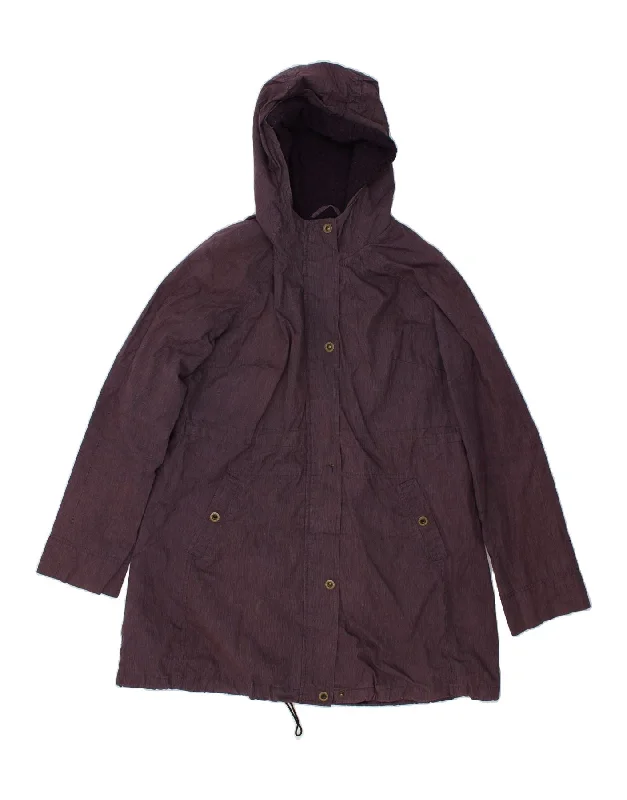 Women's Quilted CoatsFAT FACE Womens Hooded Overcoat UK 14 Medium Purple Pinstripe