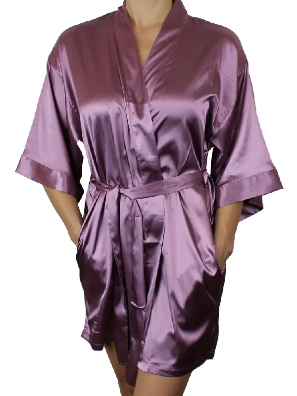 women's pajamas for those who seek cozy, all-night comfortWomen's Satin Kimono Short Robe with Pockets