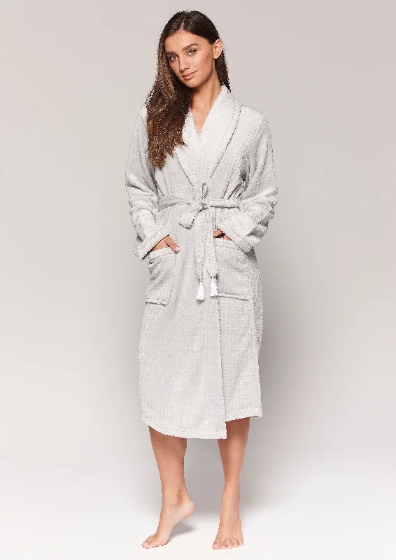 women's pajama sets with matching robesRobe de chambre unie texturée à carreaux