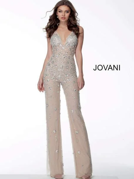 Women's Jumpsuits with Keyhole NeckJovani 65331 Long Prom Jumpsuit