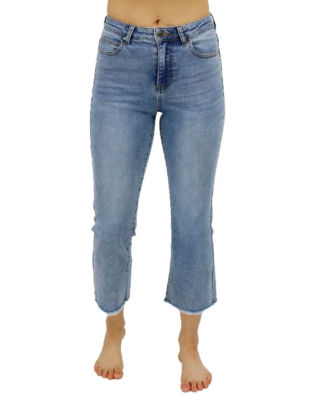 Women's Jodhpurs with V-Shaped HemCrop Flare Jeans In Medium Standard Wash