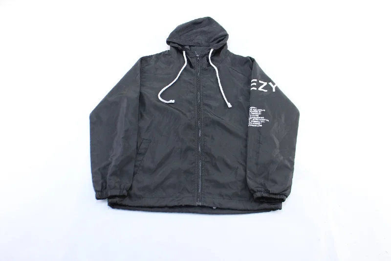 Women's Coats with Fur Trimmed ButtonsYeezy Tour Black Windbreaker Jacket