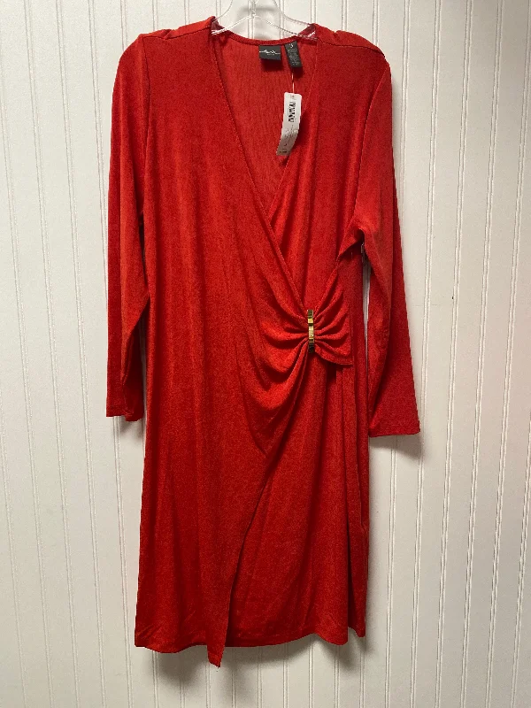 Women's Rounded Collar DressesDress Party Midi By Chicos In Red, Size: 3x