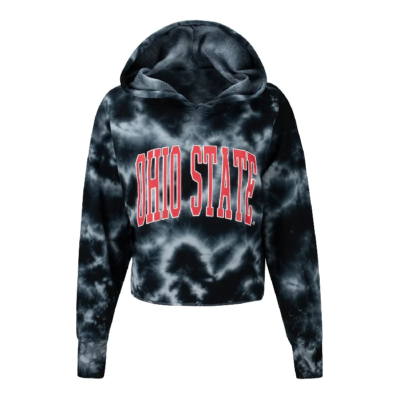 Women's Hooded Sweatshirts with Floral LiningLadies Ohio State Buckeyes Cloud Crop Hood